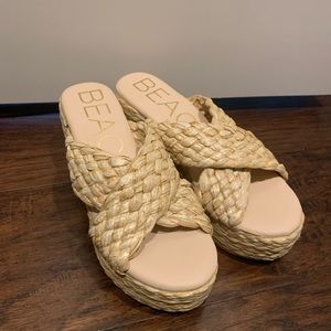 Beach Woven Platform Sandals - Size 8